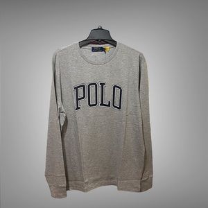 Polo Ralph Lauren Men's Grey Long Sleeve t-Shirt  Navy/white logo size Large
